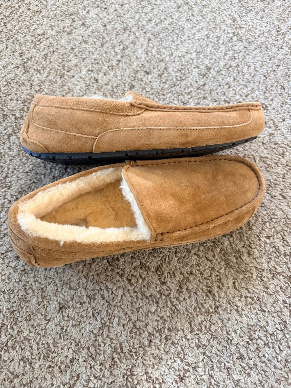 UGG Men’s Slip-On Suede Slippers in Chestnut Tan